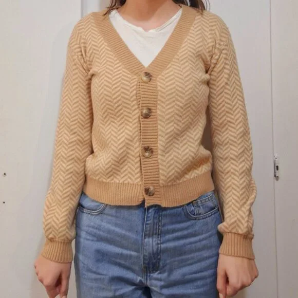 Light Brown Button Sweater - Picture 2 of 6